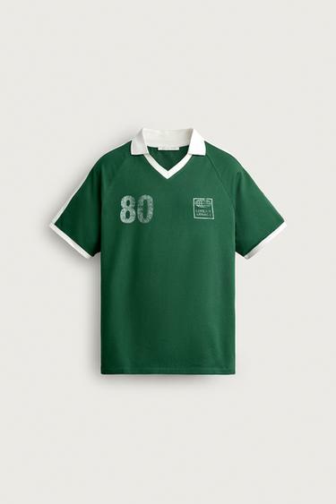 RETRO-POLOSHIRT MED KONTRASTDETALJER - grøn fra Zara