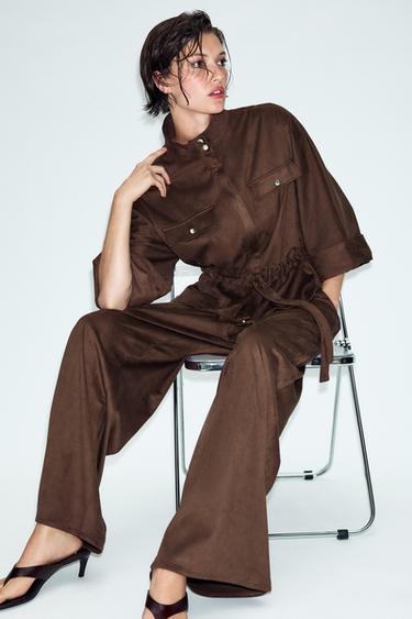 CAMISA EFECTO ANTE BOLSILLOS - Marrón oscuro de Zara