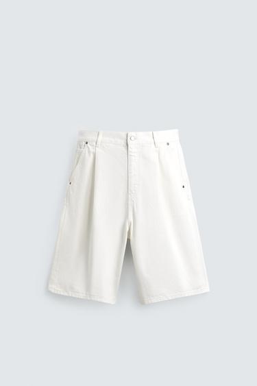 Zaras SHORTS RELAXED FIT MED VECK - Vit
