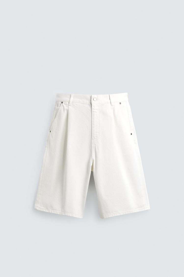 ZARA RELAXED FIT BERMUDA SHORTS WITH PLEATS