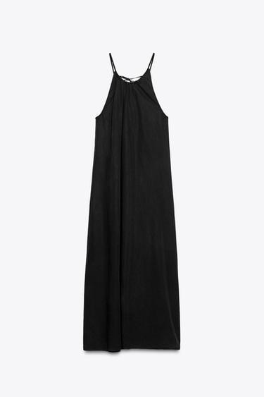 ROBE HALTER À FRONCES - Noir de Zara - Image 5