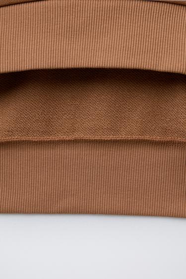 PLAIN SWEATSHIRT WITH EMBOSSED SLOGAN - Brown by Zara - Image 3