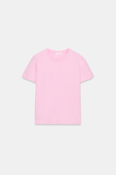 Zara RUSTIC COTTON T-SHIRT - Pink