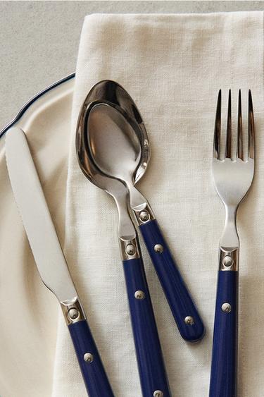 CONJUNTO DE TALHERES 4 PEÇAS COM CABO AZUL - Azul da Zara