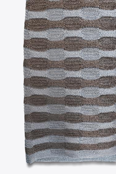 STRIPED METALLIC THREAD DRESS - Brown-Blue by Zara - Image 7