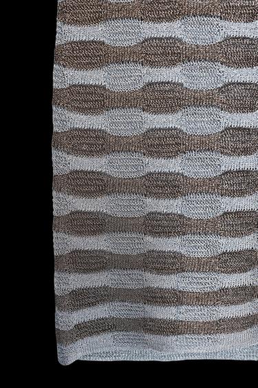 Zara METALLIC THREAD STRIPE DRESS - Brown-Blue