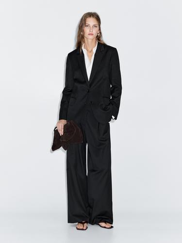 Zara 100% extra fine wool two-button blazer - Black