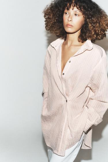 CAMICIA OVERSIZE A RIGHE - cammello di Zara