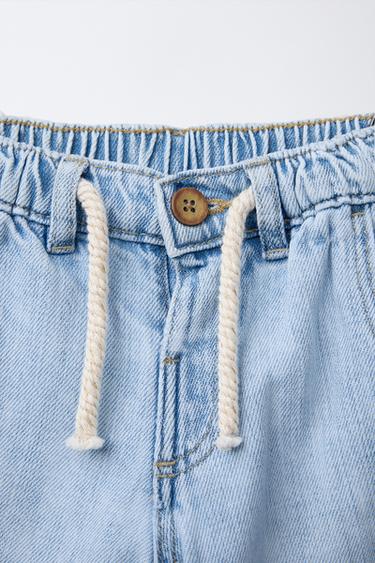 BAGGY JEANS WITH DRAWSTRING - Light blue by Zara - Image 2