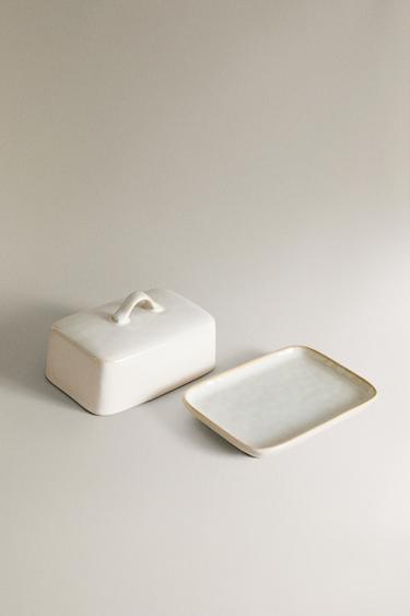 STONEWARE BUTTER DISH - Cream by Zara - Image 3