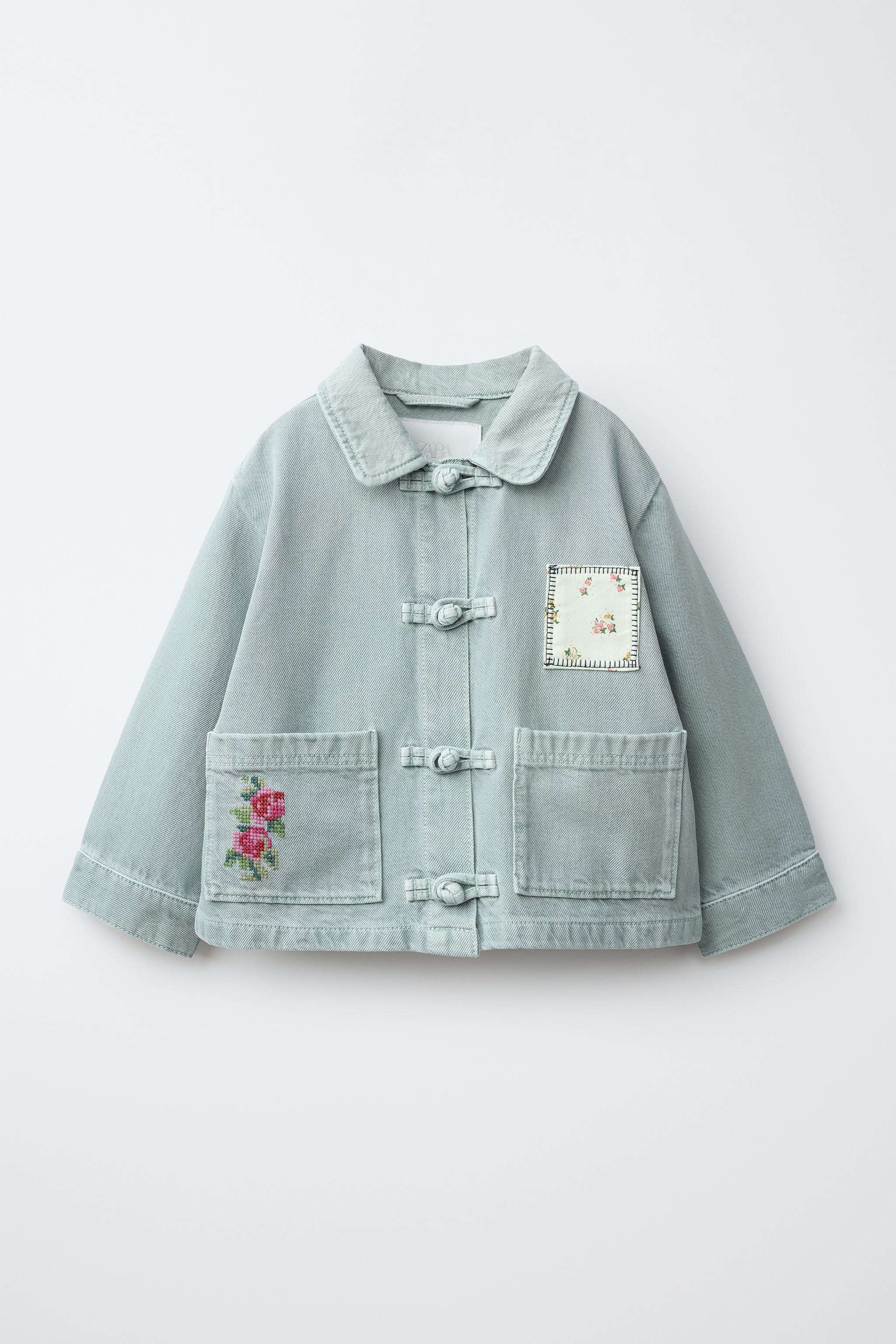 PATCHWORK TWILL JACKET — Pastel blue