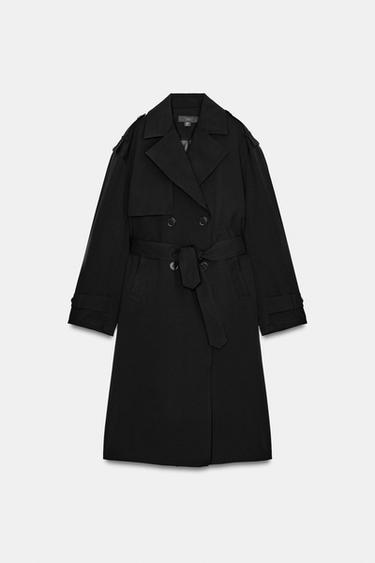 TRENCH LONG CEINTURE DÉPERLANT COUPE-VENT - Noir de Zara - Image 3