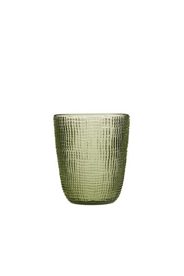 RAISED DESIGN GLASS TUMBLER - Green by Zara