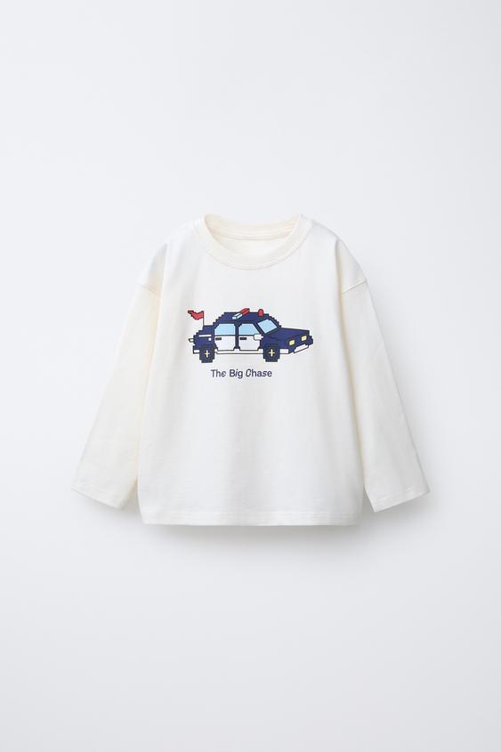PIXEL VEHICLE PRINT T-SHIRT - Ecru by Zara - Image 0