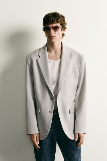 Zara REGULAR FIT TEXTURED BLAZER - Stone