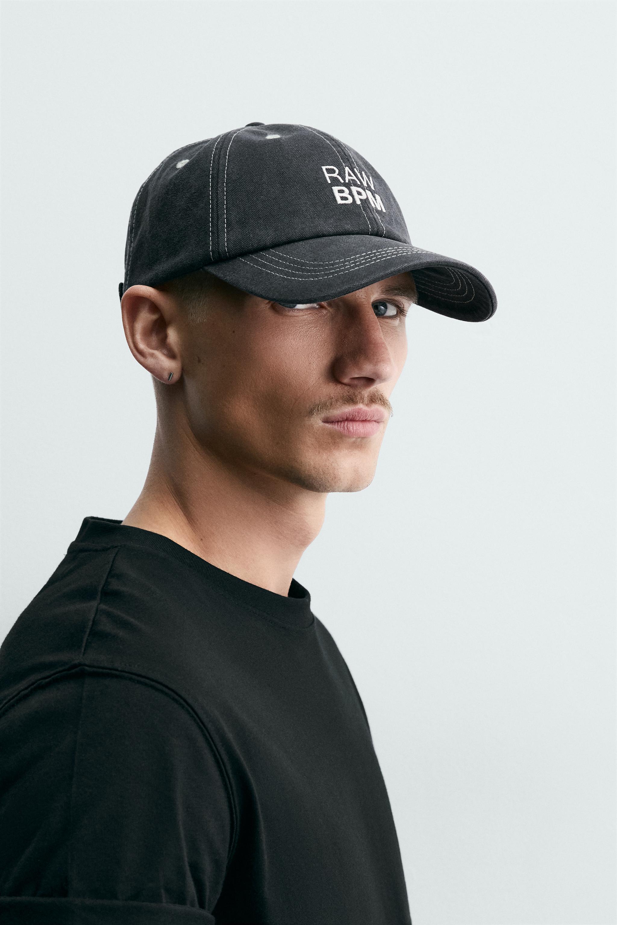 WASHED EMBROIDERED TEXT TOPSTITCHED CAP