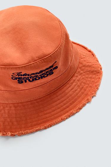 COTTON BUCKET HAT - Orange by Zara - Image 3