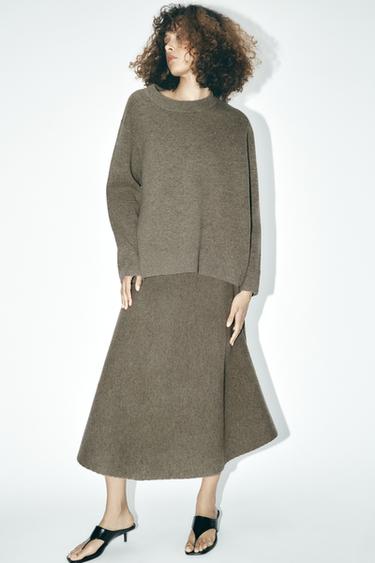 A-LINE KNIT SKIRT WITH WOOL - Brown / Taupe by Zara