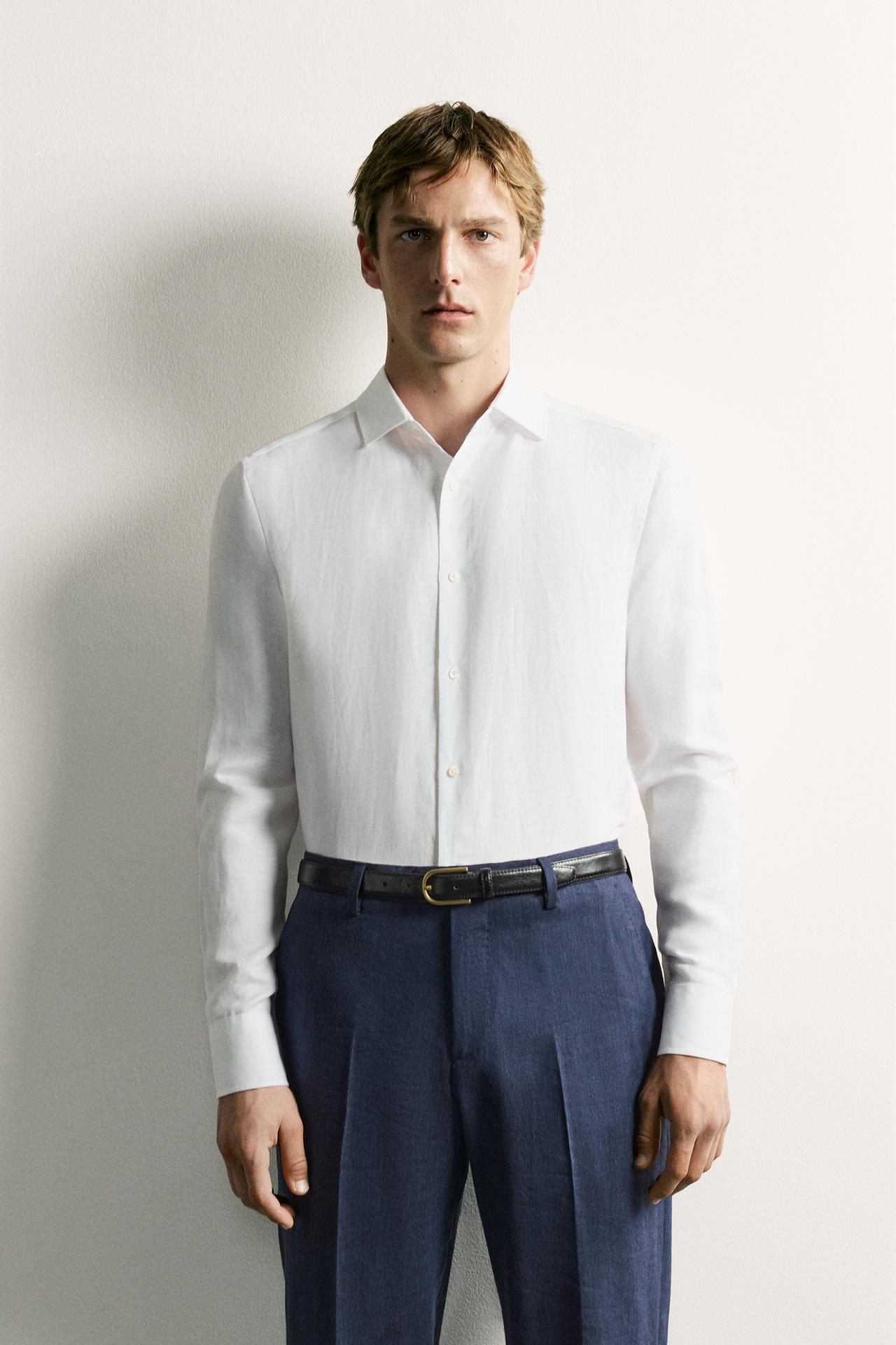 LINEN-LYOCELL REGULAR FIT SHIRT — White