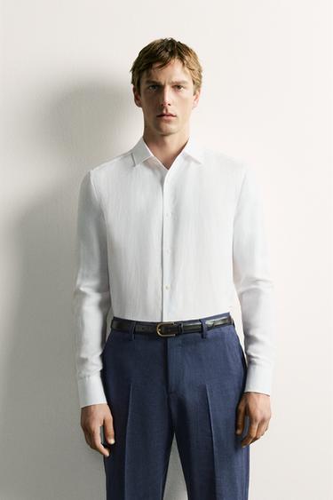 LINEN - LYOCELL REGULAR FIT SHIRT - White by Zara