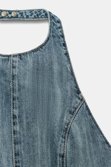 COMBI-SHORT HALTER EN DENIM TRF - Bleu de Zara - Image 5