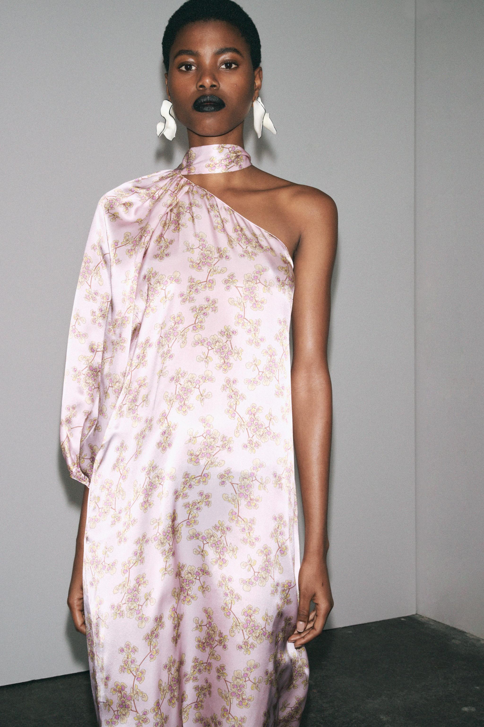 LIMITED EDITION 100% SILK ASYMMETRIC DRESS - 025 | ZARA