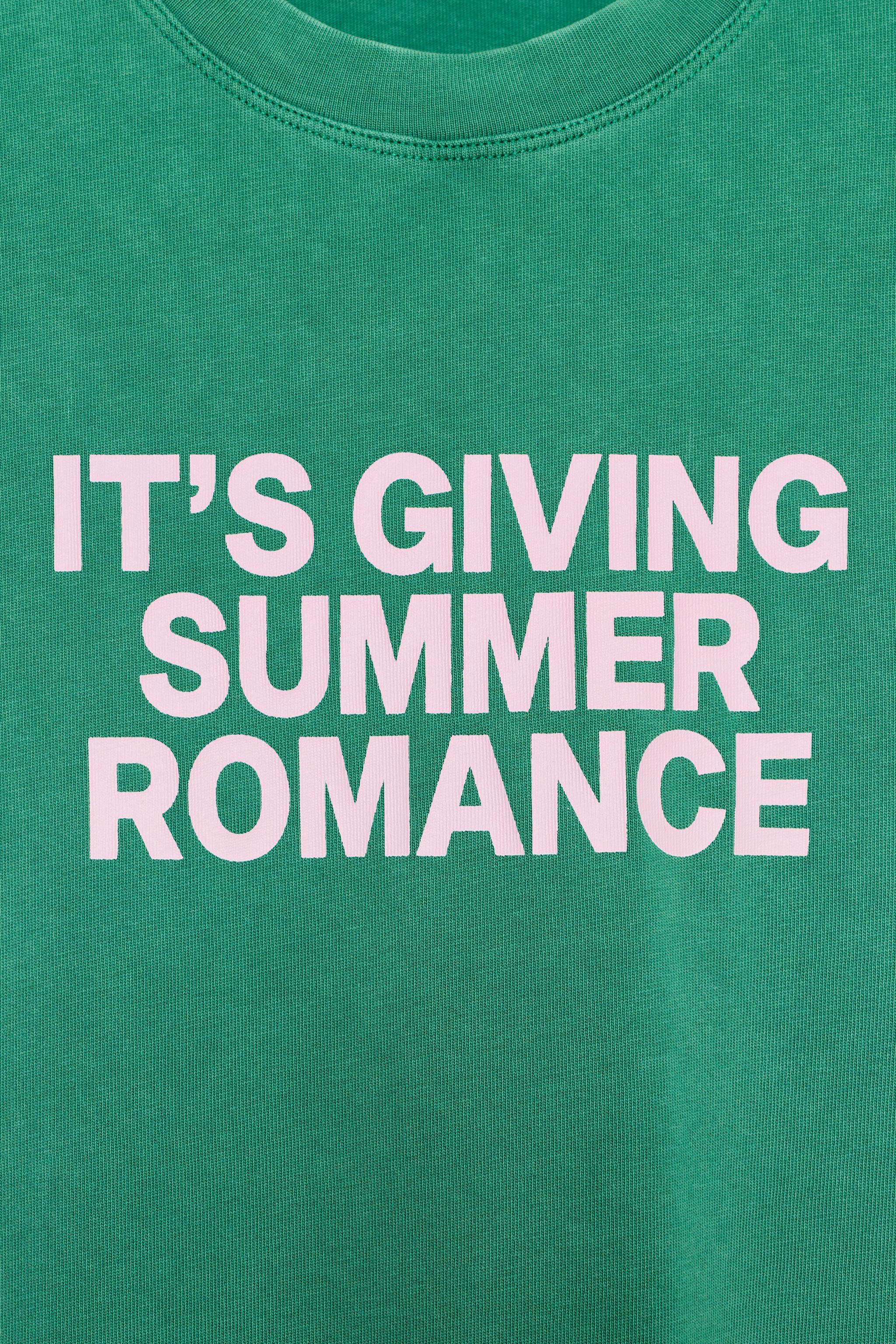 WASHED EFFECT TEXT T-SHIRT - Green | ZARA United States