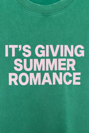 T-SHIRT EFFET DÉLAVÉ INSCRIPTION - Vert de Zara - Image 5