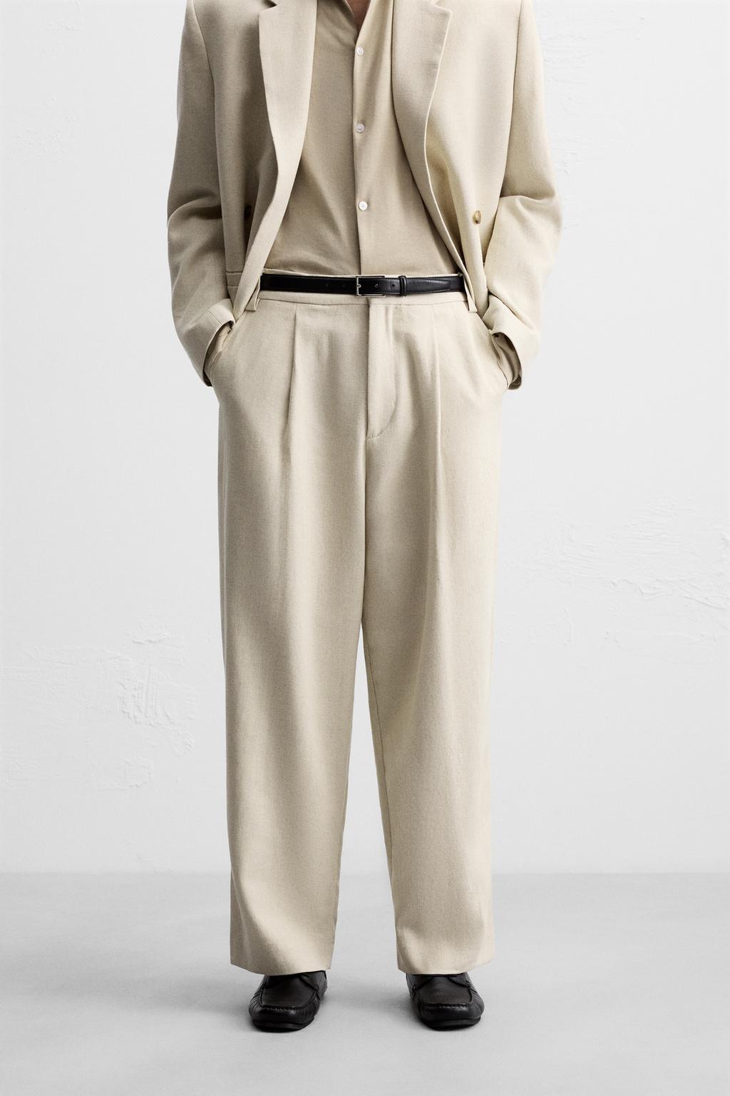 STRUCTURED LINEN SUIT PANTS