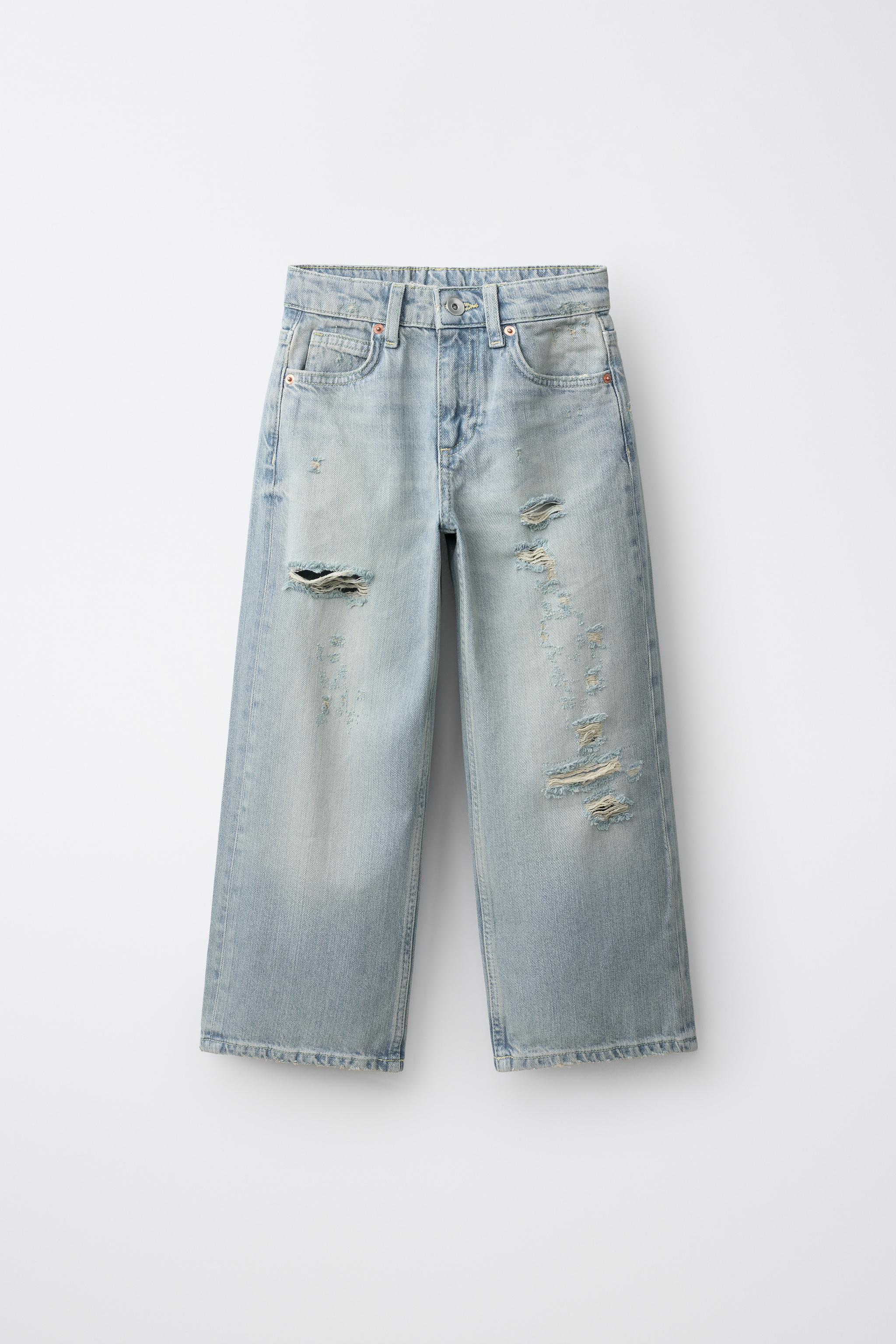 Детские джинсы Zara DISTRESSED WIDE LEG PANTS