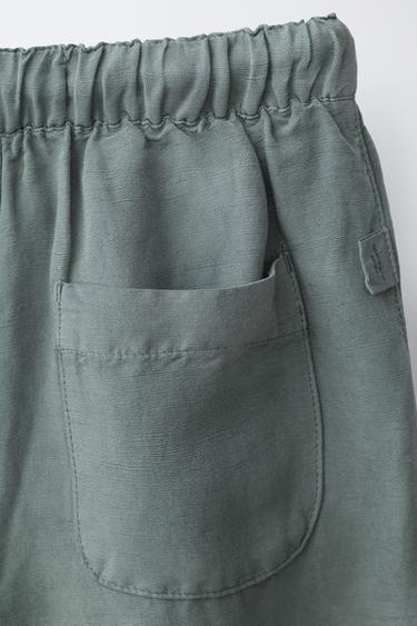 PANTALON FLUIDE AVEC LIN - Vert de Zara - Image 3
