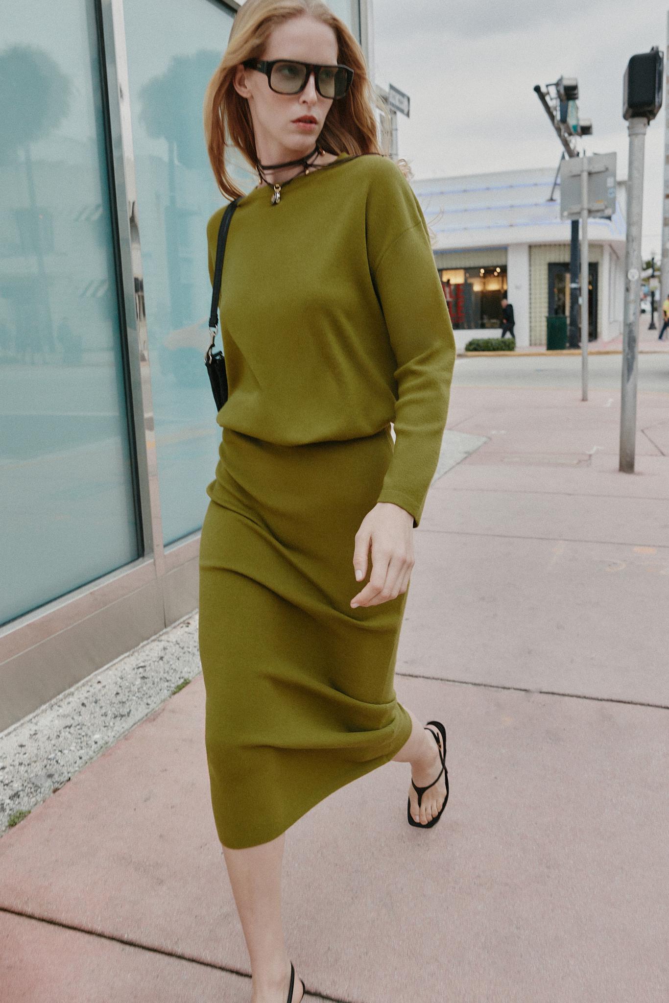 LONG KNIT JUMPER - Moss green | ZARA United States