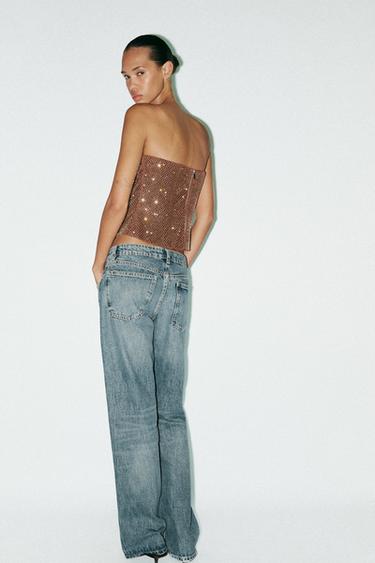 TOP DRAPÉ STRASS - Bronze de Zara - Image 2