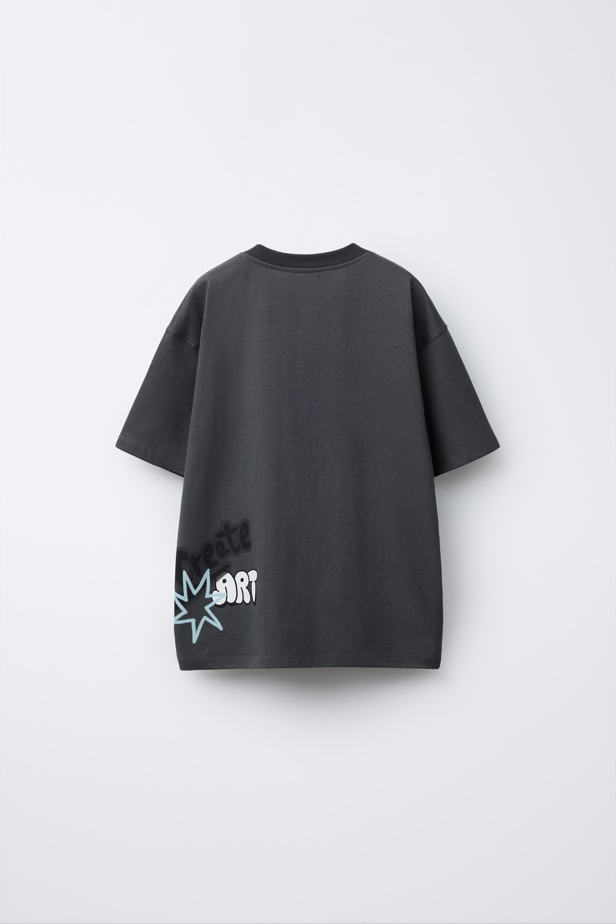 【関税・送料込】Side opening gravity printed t-shirts - 1164 GRAFFITI PRINT T-SHIRT - Anthracite grey | ZARA New Zealand