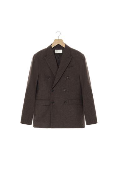 ÁO KHOÁC BLAZER VẠT ĐẮP CHÉO PHA LEN - Màu nâu đậm từ Zara