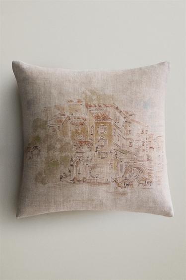LANDSCAPE PRINT CUSHION COVER - Beige by Zara - Image 4