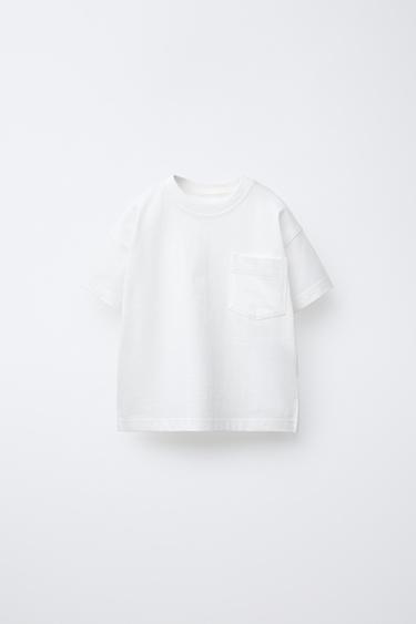 CAMISETA LISA BOLSILLO - Blanco de Zara