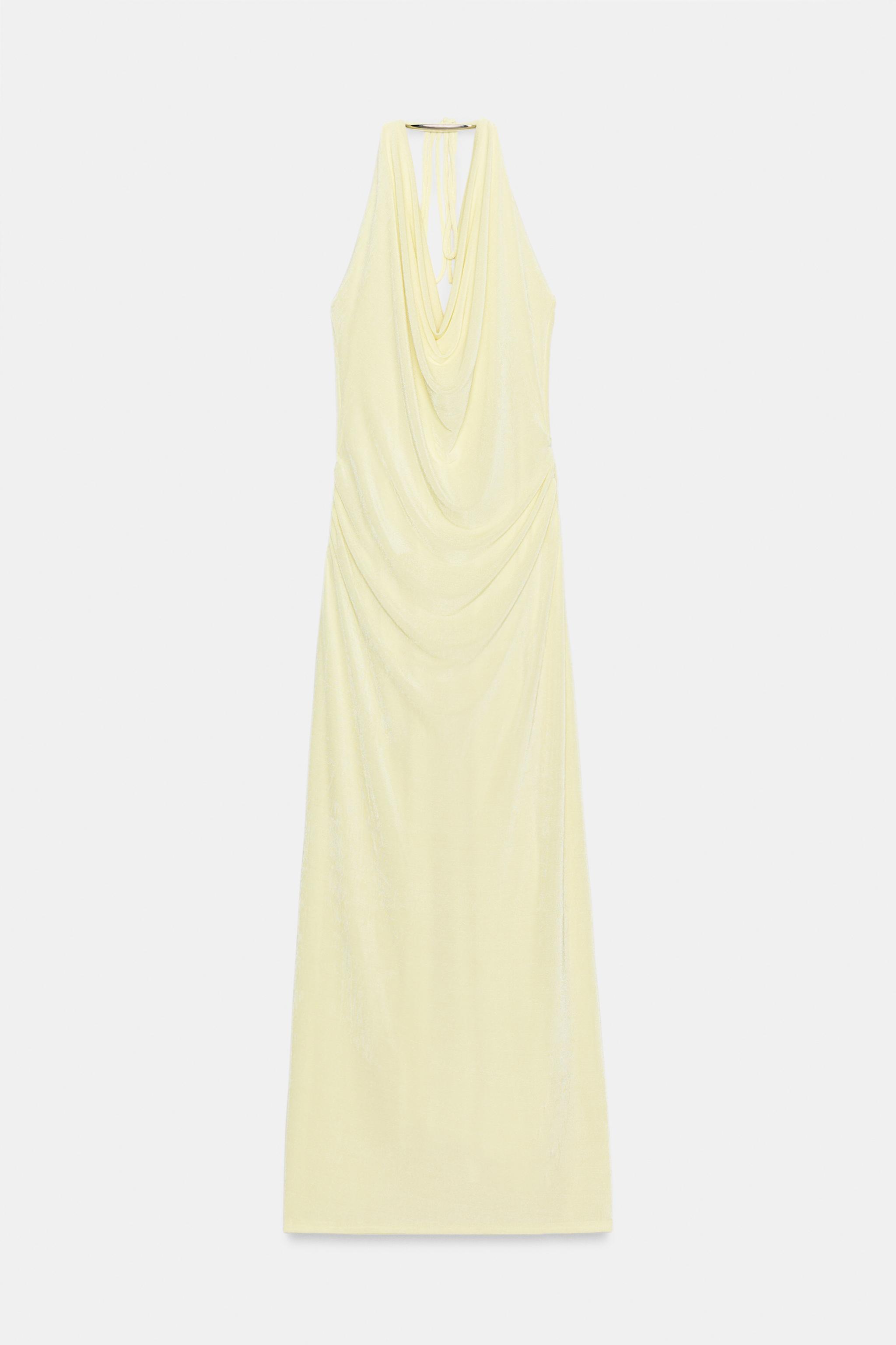 HALTER LONG DRESS WITH APPLIQUÉ