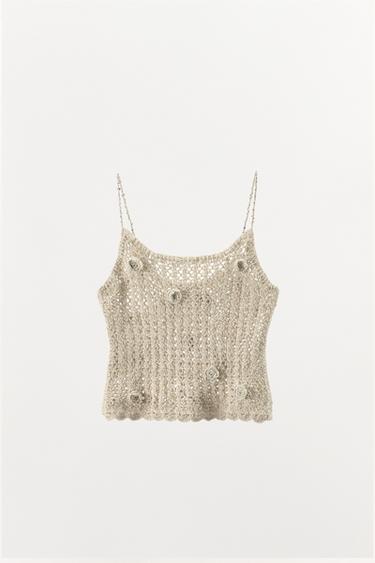 TOP CROCHET FLEURS EN RELIEF LIMITED EDITION - Beige de Zara - Image 3