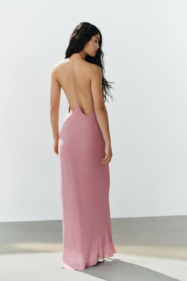 שמלת מקסי קולר - ורוד של Zara