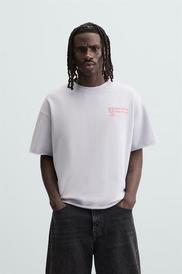 SUDADERA LAVADA TEXTOS - Malva claro de Zara