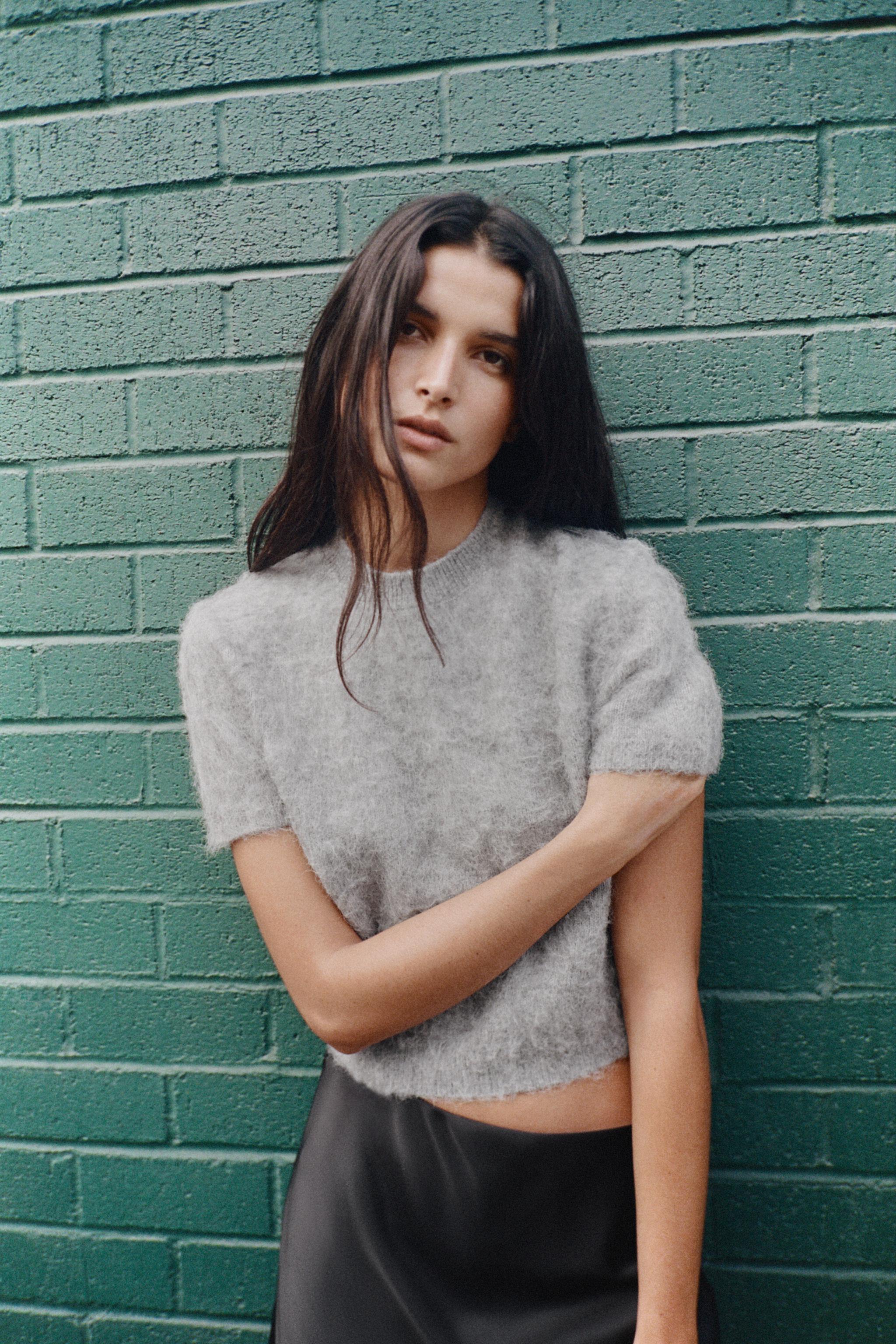 Cropped Cardigan Zara Maglione Fucsia Pullover Zara Maglione