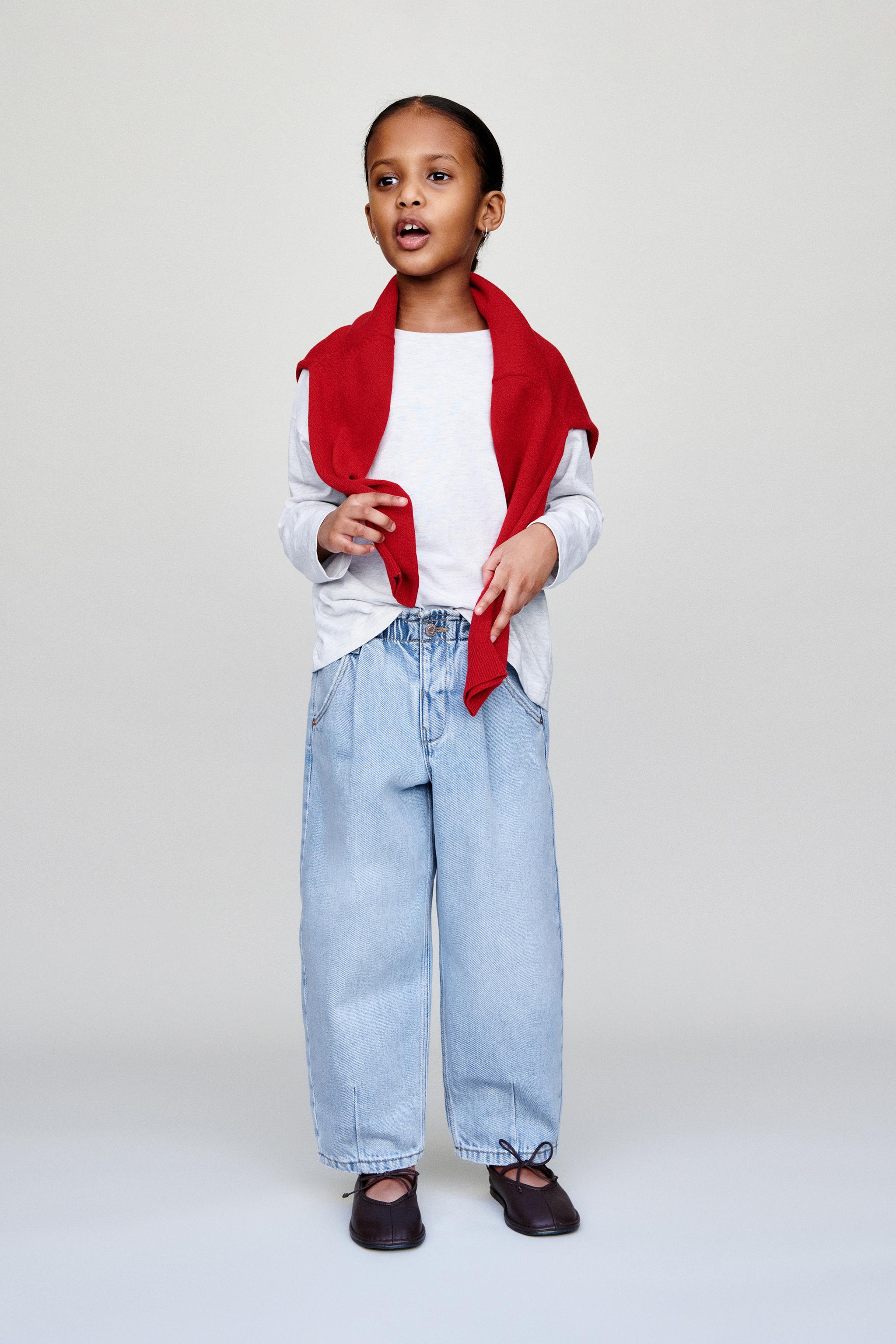 Детские джинсы Zara BAGGY PAPERBAG JEANS WITH HEART POCKETS
