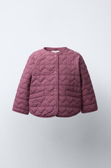CAZADORA ACOLCHADA ETIQUETA WATER REPELLENT - Rosado oscuro de Zara