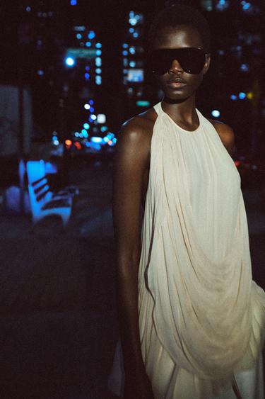 TOP DRAPÉ À POIS ZW COLLECTION - Marron / Écru de Zara - Image 6