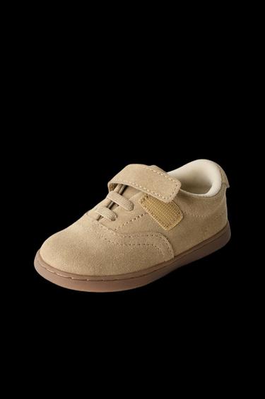 Zara LEATHER SNEAKERS - Sandy Brown