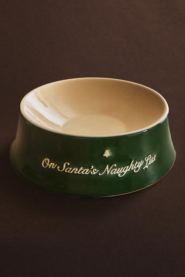 STONEWARE CHRISTMAS PET FOOD BOWL - Green by Zara - Image 4