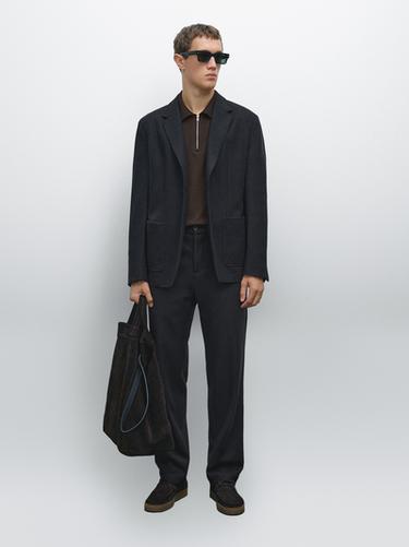 Zara Wool blend suit blazer - Navy blue
