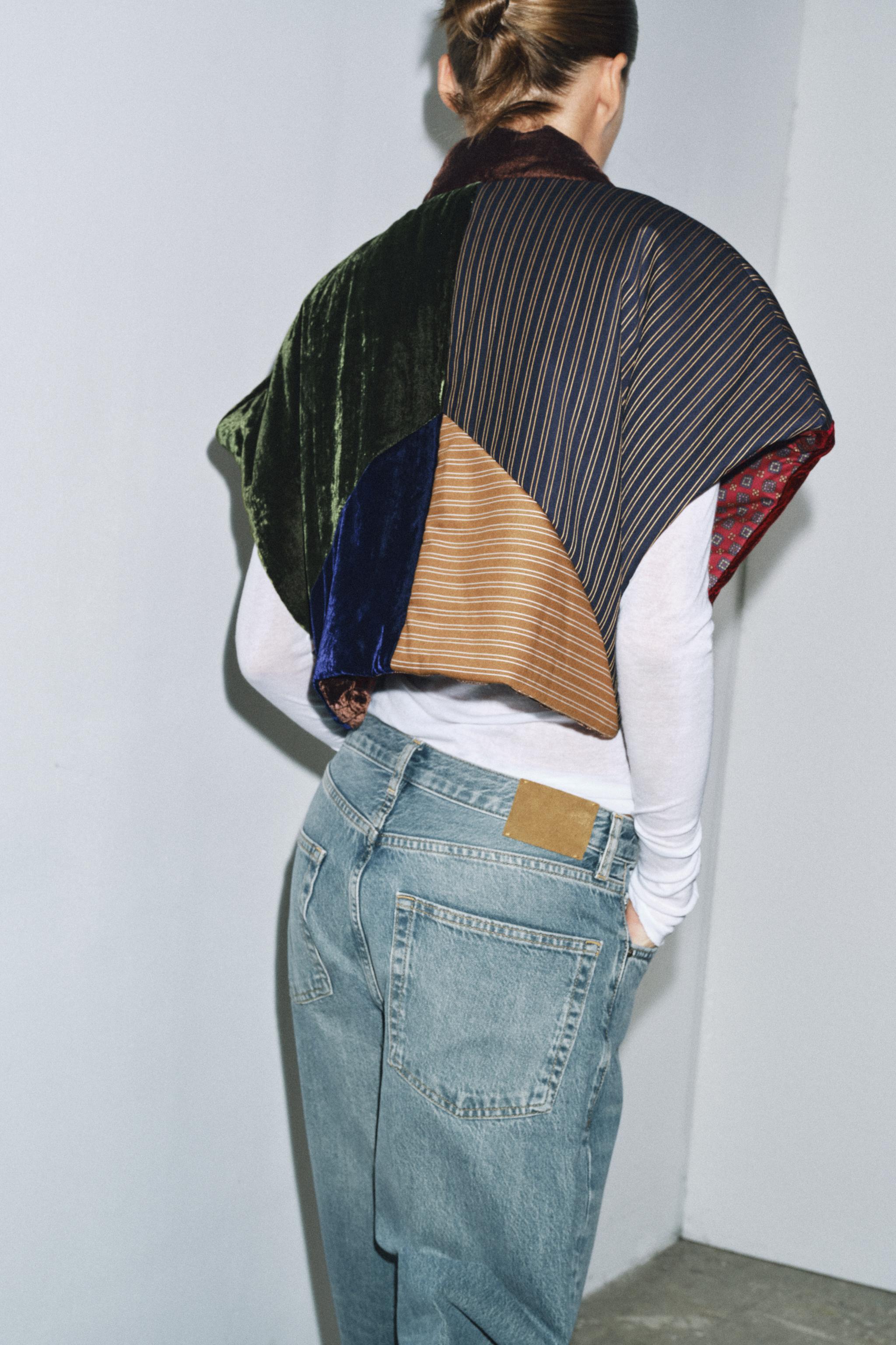 CONTRASTING VELVET PUFFER VEST