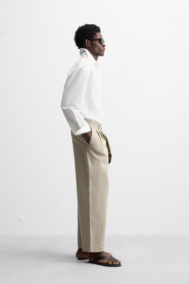 PLEATED CHINO TROUSERS - camel by Zara - Image 3